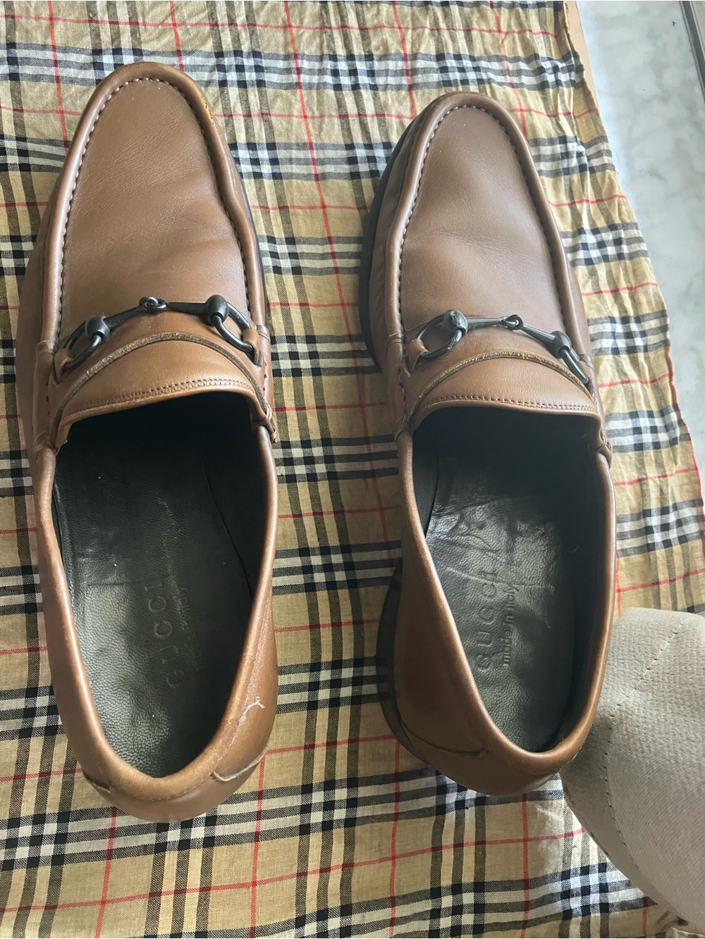 Gucci Tan Leather Men's Horsebit Slip-On Loafers